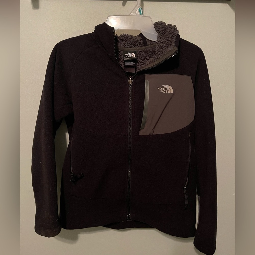 North Face Boys Fleece Hooded Jacket - Black - Size M (10/12)